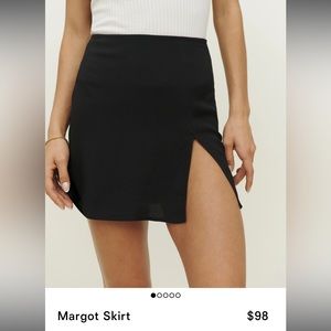 Reformation-Margot Skirt- Black mini skirt with slit